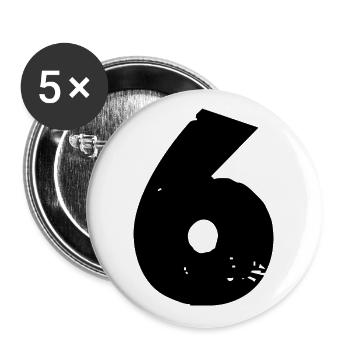 6 Number - Buttons large 2.2''/56 mm (5-pack) - white - Front