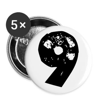 9 Nombre - Lot de 5 grands badges (56 mm) - blanc - Devant
