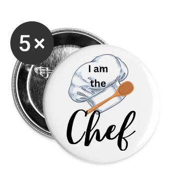 I am the Chef - Buttons groß 56 mm (5er Pack) - Weiß - Vorne