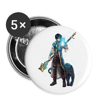 Homme guerrier maître du feu - Lot de 5 grands badges (56 mm) - blanc - Devant