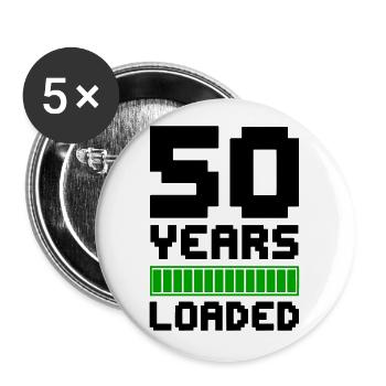 50 Years Loaded 50. Geburtstag - Buttons groß 56 mm (5er Pack) - Weiß - Vorne