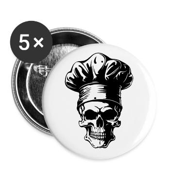 Skelett Koch - Buttons groß 56 mm (5er Pack) - Weiß - Vorne