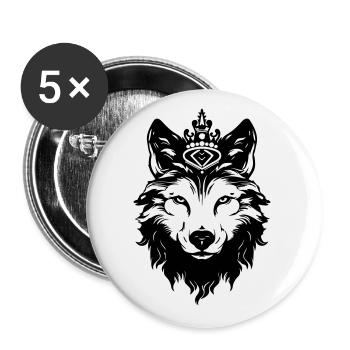 Roi tête de couronne de loup - Lot de 5 grands badges (56 mm) - blanc - Devant