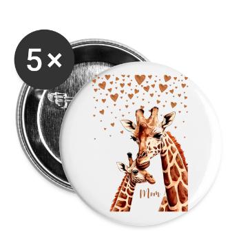 Mother Giraffe and her Baby, Mother’s Day Gift - Lot de 5 grands badges (56 mm) - blanc - Devant