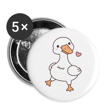 Cute Happy Goose Waddling - Buttons large 2.2''/56 mm (5-pack) - white - Front
