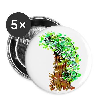 Chameleonn GeomeTRIX bunt - Buttons groß 56 mm (5er Pack) - Weiß - Vorne