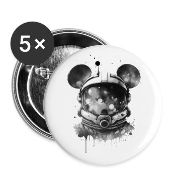 Astronaut Maus, Helm, Raumanzug, Weltraum, Space - Buttons groß 56 mm (5er Pack) - Weiß - Vorne