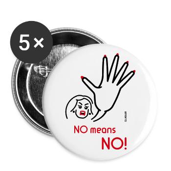 No Means No! (Angry / 2C) - Buttons large 2.2''/56 mm (5-pack) - white - Front