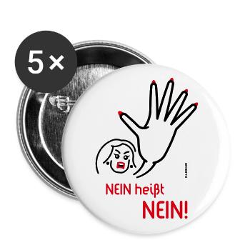 Nein Heißt Nein! (Angry / 2C) - Buttons groß 56 mm (5er Pack) - Weiß - Vorne