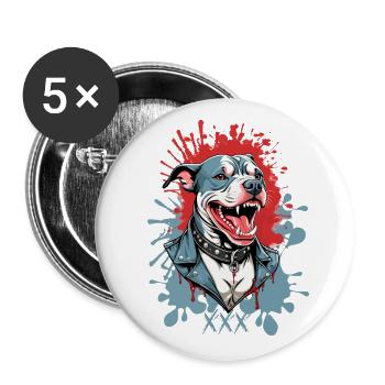 Dog breed Pitbulls - Buttons large 2.2''/56 mm (5-pack) - white - Front