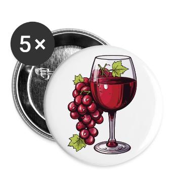 Verre à vin Raisins Vin - Lot de 5 grands badges (56 mm) - blanc - Devant