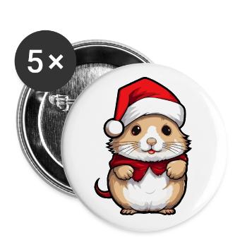 Hamster, Cute, Christmas, Christmas, Animal - Buttons large 2.2''/56 mm (5-pack) - white - Front
