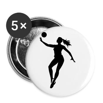 Volleyball Player Silhouette - Buttons large 2.2''/56 mm (5-pack) - white - Front