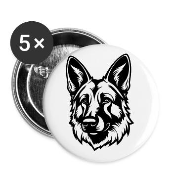 German Shepherd Dog Head - Buttons large 2.2''/56 mm (5-pack) - white - Front