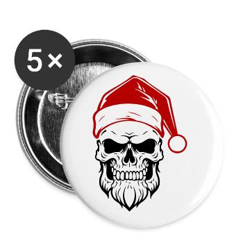 Santa Claus Skull - Buttons large 2.2''/56 mm (5-pack) - white - Front