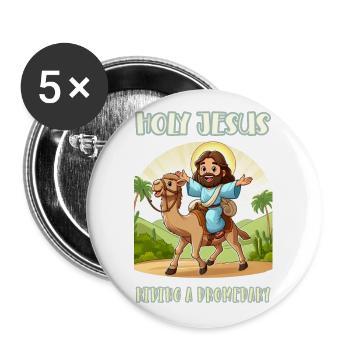 Holy Jesus riding a dromedary - Buttons large 2.2''/56 mm (5-pack) - white - Front