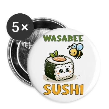 Wasabee Sushi - Lot de 5 grands badges (56 mm) - blanc - Devant