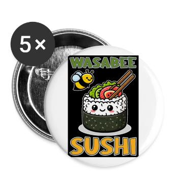 Wasabee Sushi - Lot de 5 grands badges (56 mm) - blanc - Devant