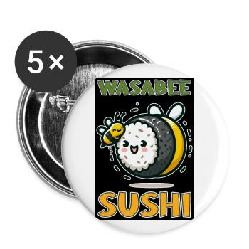 Wasabee Sushi - Lot de 5 grands badges (56 mm) - blanc - Devant