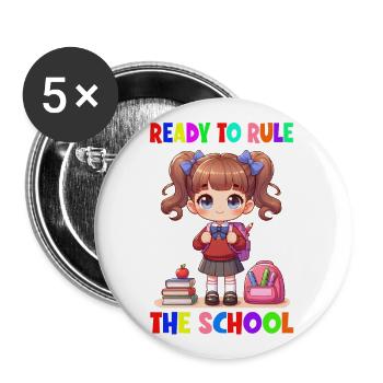 Ready to rule the school - Buttons large 2.2''/56 mm (5-pack) - white - Front