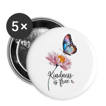 La gentillesse est gratuite - Lot de 5 grands badges (56 mm) - blanc - Devant