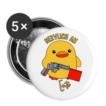 Nervlich am Ente - Buttons groß 56 mm (5er Pack) - Weiß - Vorne