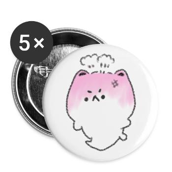 Angry Cat - Buttons large 2.2''/56 mm (5-pack) - white - Front