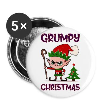 Elfe de Noël - Lot de 5 grands badges (56 mm) - blanc - Devant