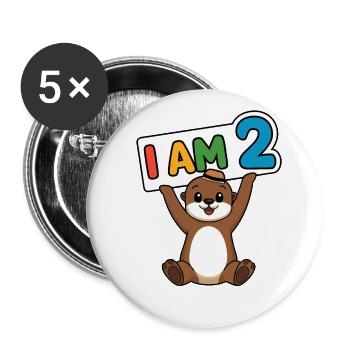 I'm 2 years second birthday - Buttons large 2.2''/56 mm (5-pack) - white - Front