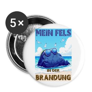 Mein Fels in der Brandung - deutsche Version - Buttons groß 56 mm (5er Pack) - Weiß - Vorne
