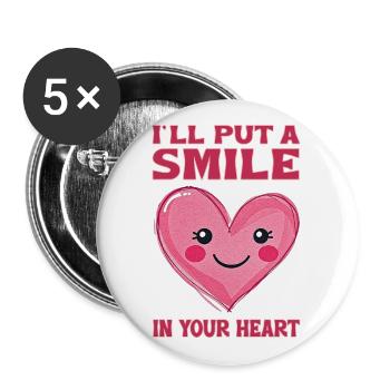 I'll put a smile in your heart - Buttons groß 56 mm (5er Pack) - Weiß - Vorne
