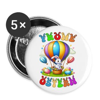 Frohe Ostern - Buttons groß 56 mm (5er Pack) - Weiß - Vorne