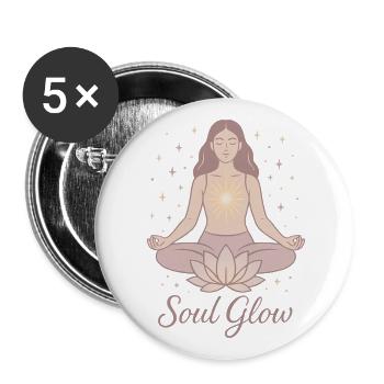 Soul Glow - wenn deine innere Welt leuchtet. - Buttons groß 56 mm (5er Pack) - Weiß - Vorne