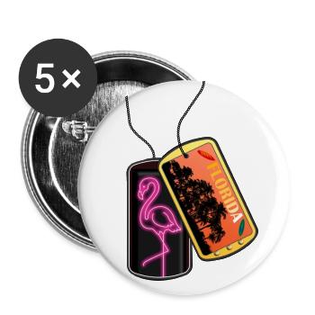 Dog tag FLORIDA Flamingo Beach - Buttons large 2.2''/56 mm (5-pack) - white - Front