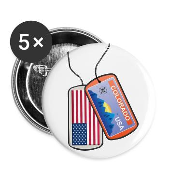 Erkennungsmarke Colorado Flagge Berge - Buttons groß 56 mm (5er Pack) - Weiß - Vorne