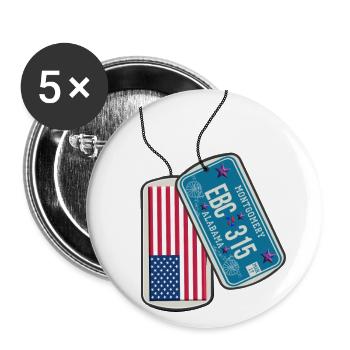 Erkennungsmarke ALABAMA Flagge - Buttons groß 56 mm (5er Pack) - Weiß - Vorne