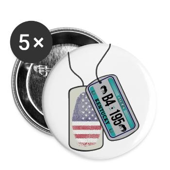 Erkennungsmarke KENTUCKY Finderabdruck USA - Buttons groß 56 mm (5er Pack) - Weiß - Vorne
