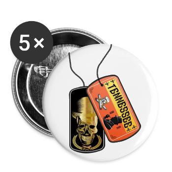 Erkennungsmarke Tennessee goldener Totenkopf - Buttons groß 56 mm (5er Pack) - Weiß - Vorne