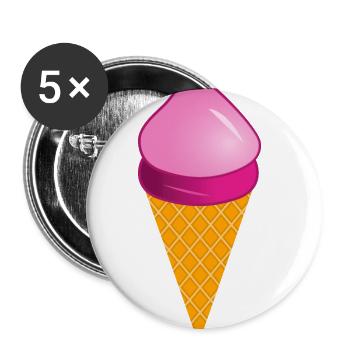 Ice Cream Ice Cream Strawberry Ice Cream Summer Festival - Buttons large 2.2''/56 mm (5-pack) - white - Front