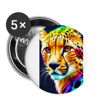 Cheetah Front - Buttons groß 56 mm (5er Pack) - Weiß - Vorne