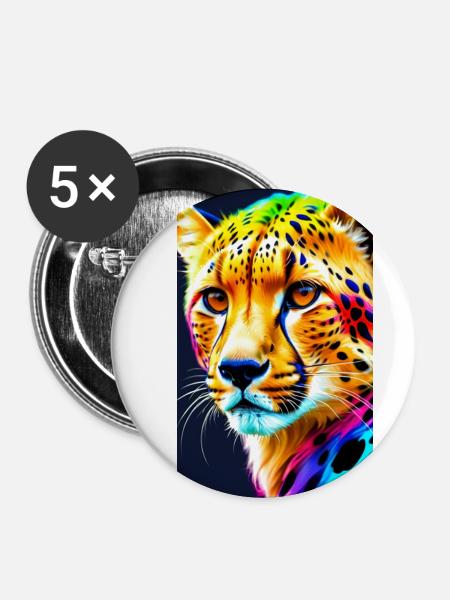 Cheetah Front - Buttons groß 56 mm (5er Pack) - Weiß