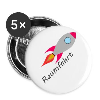 Rakete Rocket Raumfahrt - Buttons groß 56 mm (5er Pack) - Weiß - Vorne
