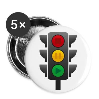 Feu de circulation (arrêt, pause, lecture) - Lot de 5 grands badges (56 mm) - blanc - Devant
