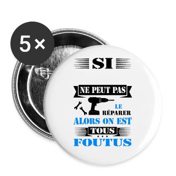 BRICOLEUR À PERSONNALISER - Lot de 5 grands badges (56 mm) - blanc - Devant