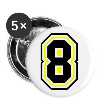 8 nombre symbole - Lot de 5 grands badges (56 mm) - blanc - Devant