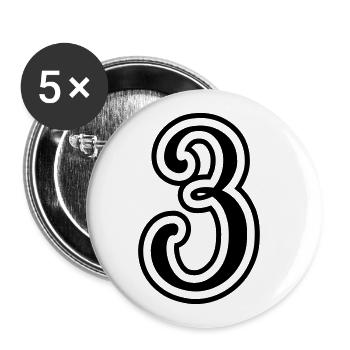 3 Zahl nummer - Buttons groß 56 mm (5er Pack) - Weiß - Vorne