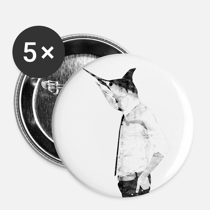fish head - Buttons large 2.2''/56 mm (5-pack) - white