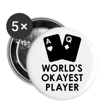 Le joueur le plus correct du monde (deux cartes à jouer) - Lot de 5 grands badges (56 mm) - blanc - Devant