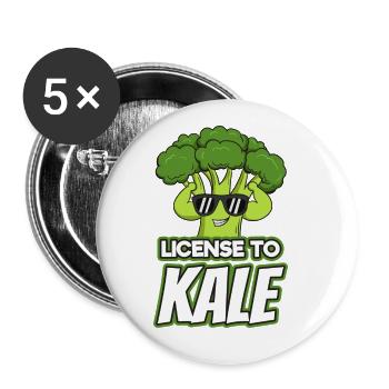 Licence Végétarienne Vegan Kale I Cadeau - Lot de 5 grands badges (56 mm) - blanc - Devant