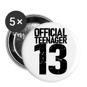 Official Teenager 13, Cool 13th Birthday Gift - Buttons large 2.2''/56 mm (5-pack) - white - Front